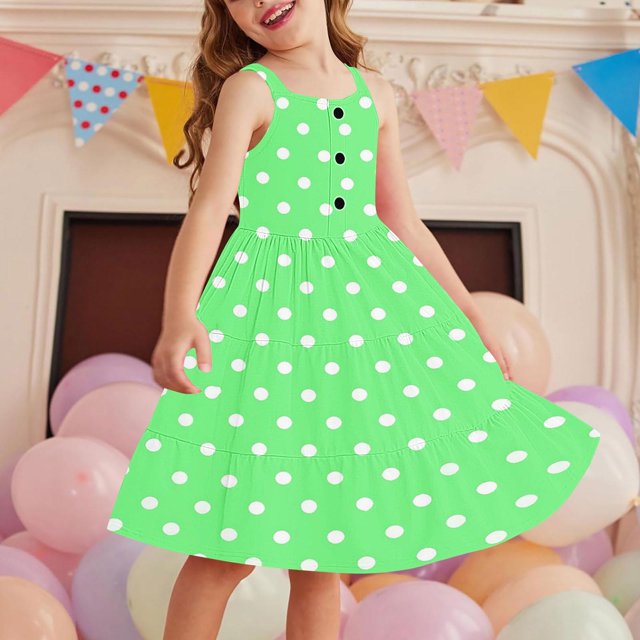 LOVZFMLL Robe d'Été Décontractée Sans Manches à Col Rond avec Boutons et Poches pour Filles de 2 à 12 Ans