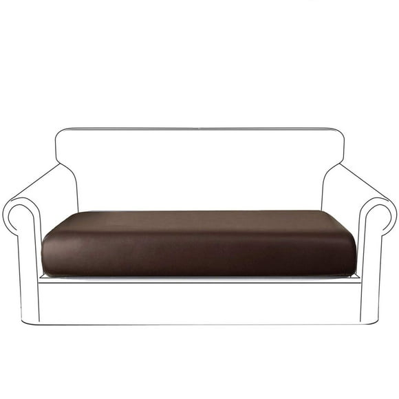 NC HOME PU Leather Sofa Cushion Covers for Living Room 3 Seater, Super Fit and Soft with Elastic Bottom Waterproof Furniture Protector for Children, Pet (Sofa Cushion, Chocolate)