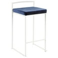 thumbnail image 4 of Fuji Stacker Counter Stools for Kitchen Counter in White Metal, Counter Height Chairs, Bar Stools Set of 3, Counter Height Stools Set of 3, Bar Stools For Kitchen Island (Blue Velvet), 4 of 6