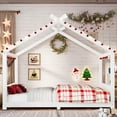 thumbnail image 5 of Luckynote Full House Floor Bed with Support Slats, Solid Wood House Bed Frame , No Box Spring Needed and Opening Constructure, White, 5 of 11