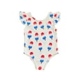 thumbnail image 2 of Aojekbee Toddler Girl Summer Swimsuit Cute Fly Sleeve Ice Cream/Floral Print Bathing Suit Baby Swimwear, 2 of 10