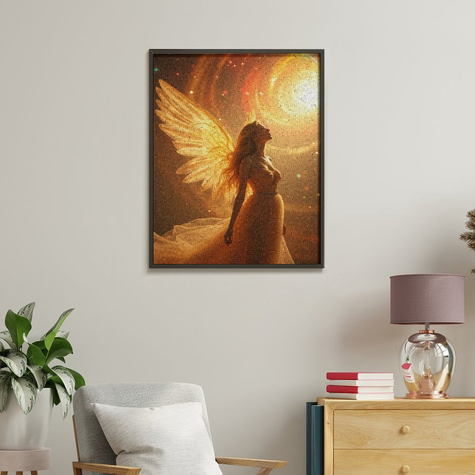 Paint by Numbers Kit for Adults, Angel In Golden Glow Dreamscape Paint by Numbers, Easy Paint by Numbers Kit for Adults Beginner, DIY Adult Paint by Number Kits on Canvas, Home Decor