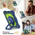 thumbnail image 6 of Rugged Shockproof Case for Apple iPad mini 7th Generation/ iPad mini 6th Gen, 360 Rotating Stand Shoulder Strap Bumper Anti-Scratch Kids Friendly Case Cover for iPad mini 6 7 8.3", Navy+Green, 6 of 8
