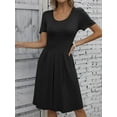 thumbnail image 4 of Mengpipi Dresses for Women Summer Casual Crew Neck Loose Flowy with Pockets, Black-L(US 12-14), 4 of 6