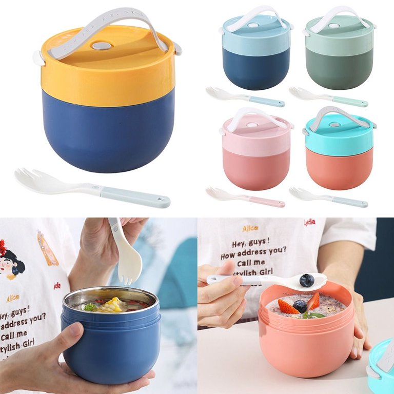 Microwavable Food Containers Leakproof for Students Office Workers Lunch  Box Soup Thermos Containers Bento Box Food Thermal Jar Insulated GREEN 