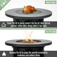 thumbnail image 4 of 30" Propane Gas Fire Pit Table, 50000 BTU Round Steel Fire Pit with Imitation Wood Grain Finish for Outside Patio Deck Garden Backyard- Black, 4 of 11
