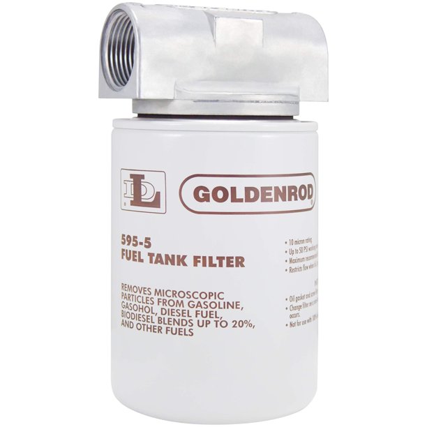 Filtro de combustible Goldenrod 595, 10 micrones, 1 pulgada, NPT, con tapa de zinc