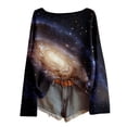 thumbnail image 5 of DHFJKG Long Sleeve Shirts For Women Sweaters Galaxy Printed Knit Pullover Ribbed Casual Loose Fit Crewneck Soft Blouse Trendy Tops, 5 of 5