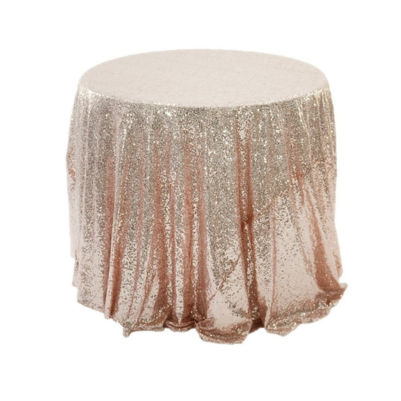 DefiDgd 42inch Round Tablecloth with Sequin Glitter Fabric Table Cover,for Wedding Birthday Holiday Event Party Dinners Candy Cake Food Table Decoration(Rose Gold)