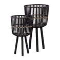 thumbnail image 4 of S/2 BAMBOO FOOTED PLANTERS 10/12", BLACK 06811, 4 of 8