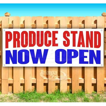 Produce Stand Now Open 13 oz Vinyl Banner With Metal Grommets