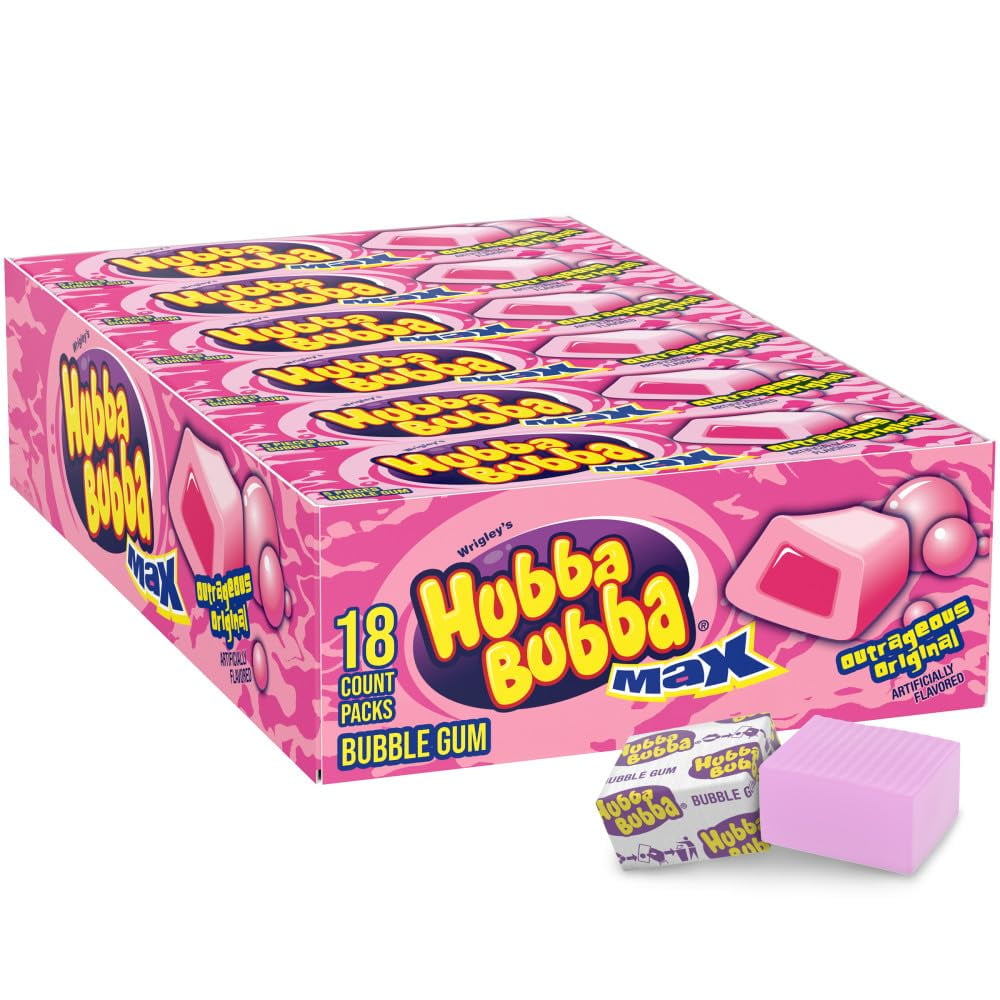 HUBBA MAX BUBBLEGUM OUTRAGEOUS ORIGINAL 5 pcs Each ( 18 in a Pack