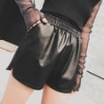 thumbnail image 4 of High-waisted women plus size loose outer wear wide-leg pants PU leather Shorts, 4 of 10