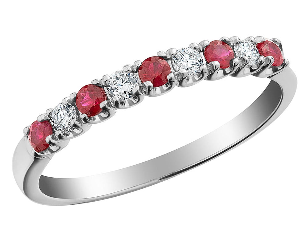 Ruby Ring with Diamonds 1/4 Carat (ctw) in 10K White Gold | Walmart Canada