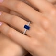 thumbnail image 4 of Gem Stone King 14K Two Tone Gold Blue Created Sapphire and Lab Grown Diamond Engagement Ring for Women | 2.22 Cttw | Emerald Cut 8X6MM | Gemstone September Birthstone | Available in Size 5,6,7,8,9, 4 of 6