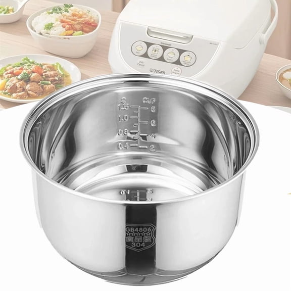 Replacement Rice Cooker 5.5 Cup Inner Pot Only Compatible with Tiger JBV-A10U Inner Pot, 304 Stainless Steel Inner Bowl, Durable Pots for Multi-Cookers, Easy to Clean and Dishwasher Safe