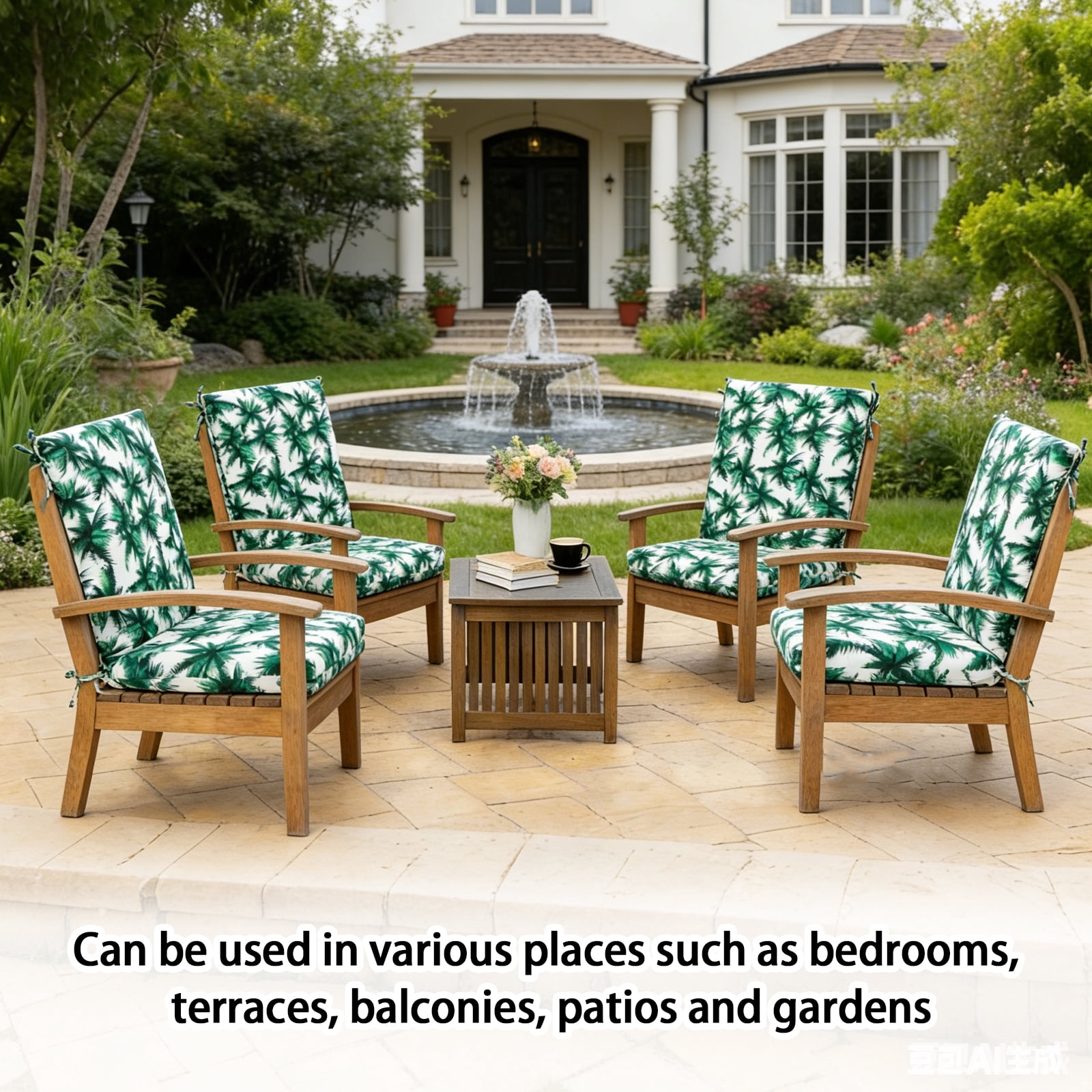 FKS LIFE Outdoor Seat Cushion Set, 20" x 22" x 4" Patio Furniture Chair Cushions Replacement for Sofa Couch 2 Set