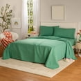 thumbnail image 2 of Mainstays by Becky G. & Alejandra 4-Piece Green Lily Super Soft Microfiber Bed Sheet Set, Queen, 2 of 10