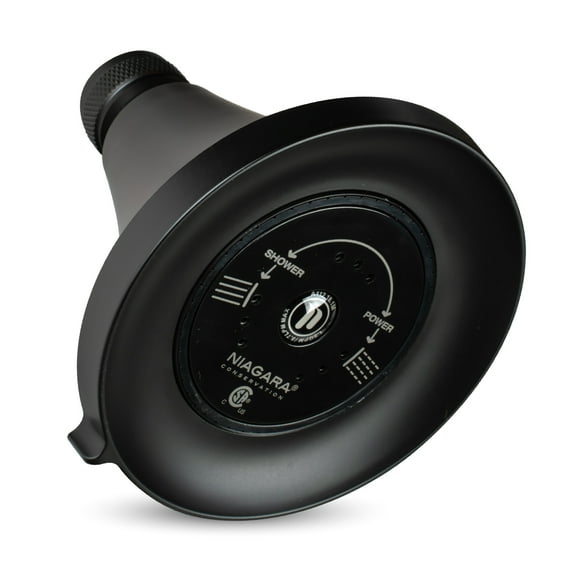 Niagara Conservation Earth Luxe 3-Spray with 1.5 GPM 3.35 in. Wall Mount Adjustable Fixed Shower Head - Matte Black