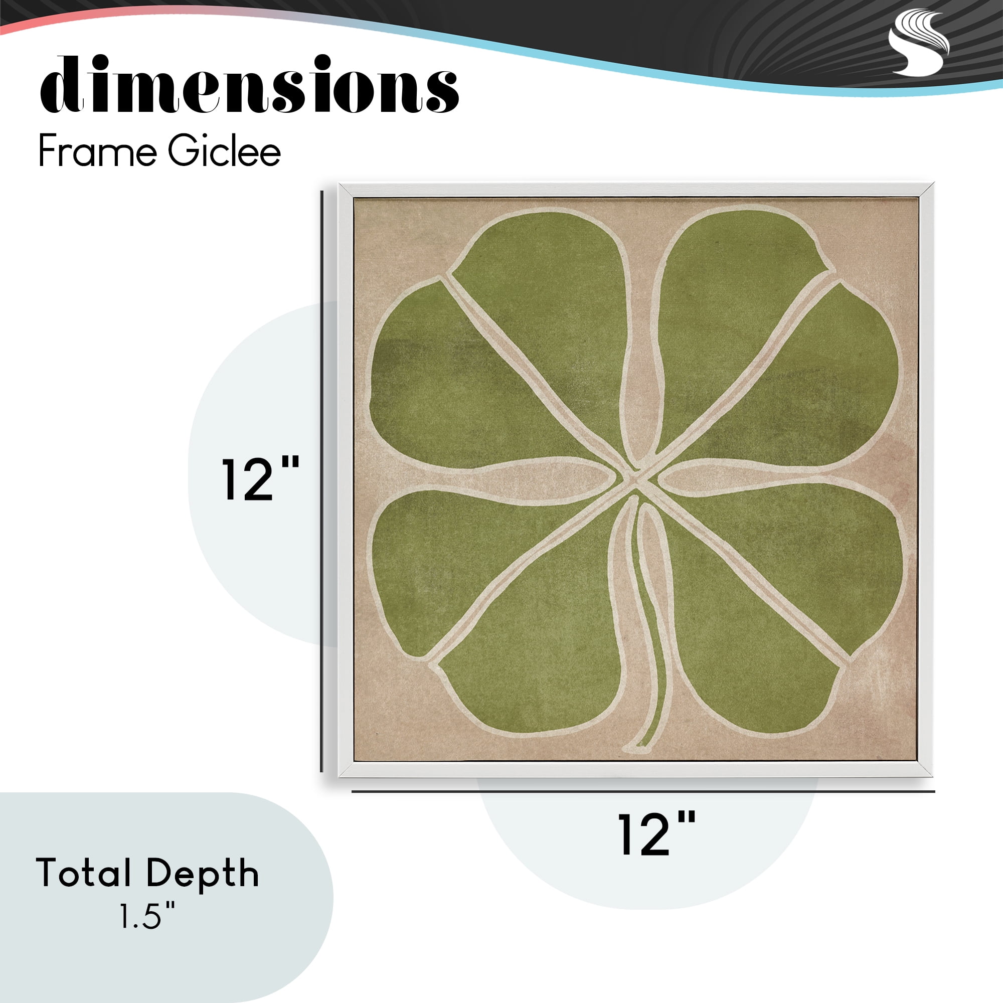Neutral Symmetrical Clover White Framed Giclee Art, design by June Erica Vess