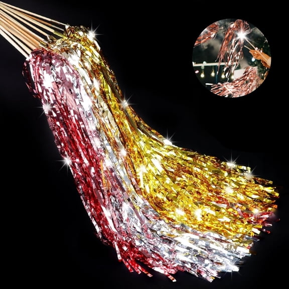 Tinsel Party Streamers,QZS Tinsel Wedding Wands,20pcs Light up Wedding Streamers with LED for Holiday,Birthday Party,Favors,Bridal Shower,Multicolor