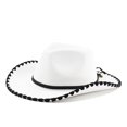 thumbnail image 3 of XIAOCHA Womens Solid Cowboy Hat Stitched Trimming Outdoor Farm Cowgirl Hat,White1, 3 of 3