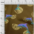 thumbnail image 2 of oneOone Cotton Silk Bluish Violet Fabric Ocean Dolphin With Japanese Wave Dress Material Fabric Print Fabric By The Yard 42 Inch Wide, 2 of 4