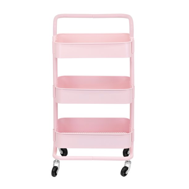 Carrito Organizador Multiusos Onof Onof CAMAA De Metalico 3 Niveles C/ Agarradera Color Rosa