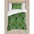 thumbnail image 3 of Banana Leaf Duvet Cover Set, Coconut Palm Tree on Modern Abstract Backdrop Rainforest Design, Decorative 3 Piece Bedding Set with 2 Pillow Shams, Queen Size, Black White Hunter Green, by Ambesonne, 3 of 3