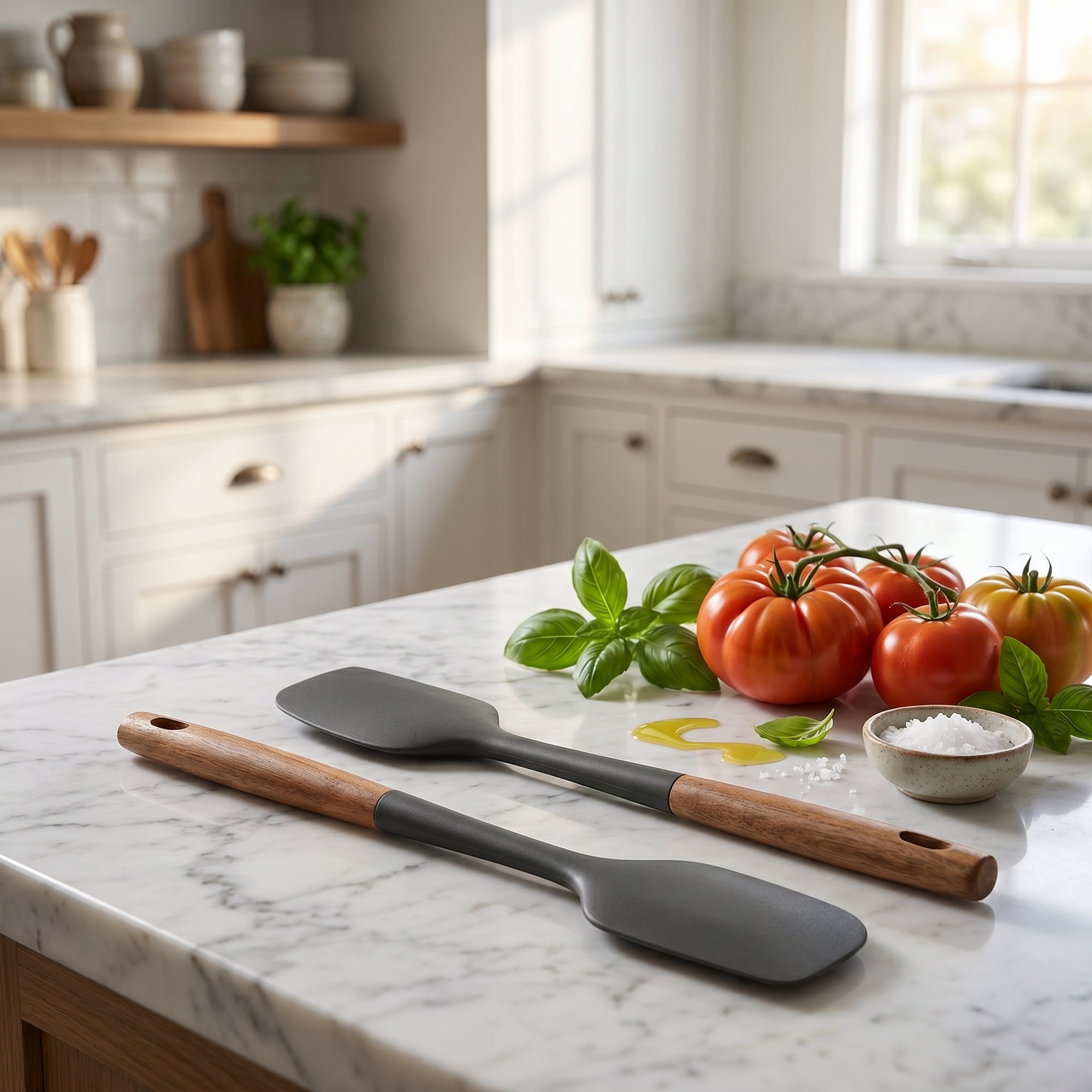 Unique Bargains Silicone Spatula Set, Kitchen Utensils with Tools Black 13.4x2.4x0.8 inch