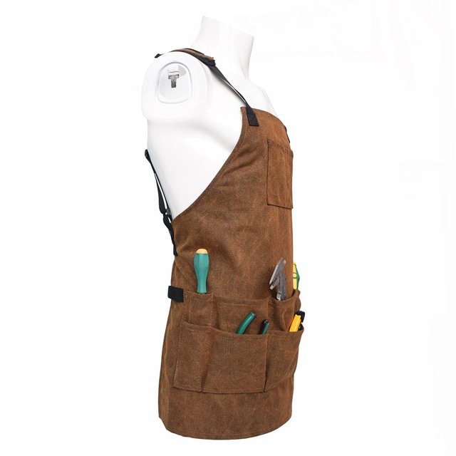 Delantal de Trabajo DYNWAVEMX para carpintería con Bolsillos Y Correa Ajustable Impermeable