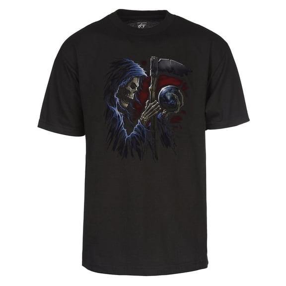 Mens Grimm Reaper T-Shirt - Angel of death with Sphere Shirt Black Large