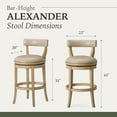 thumbnail image 4 of Maven Lane Alexander Bar Stool, Weathered Oak Finish w/ Avanti Bone Vegan Leather, 4 of 8