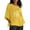 Yellow, variant on Huesdet Women's Cotton Linen Summer Button 3/4 Sleeve Shirts Summer Crew Neck Casual Boho Top Vintage Blouse Tops(Yellow,XL)