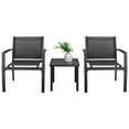 thumbnail image 3 of Devoko 3 Pieces Modern Outdoor Conversation  Patio  Furniture Sets Textilene Bistro, with Glassed Table Steel Frame, Black, 3 of 7