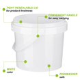 thumbnail image 3 of Cubo de almacenamiento de alimentos Gerrii, 1,4 L, plástico blanco con asa, paquete de 10, 3 of 7
