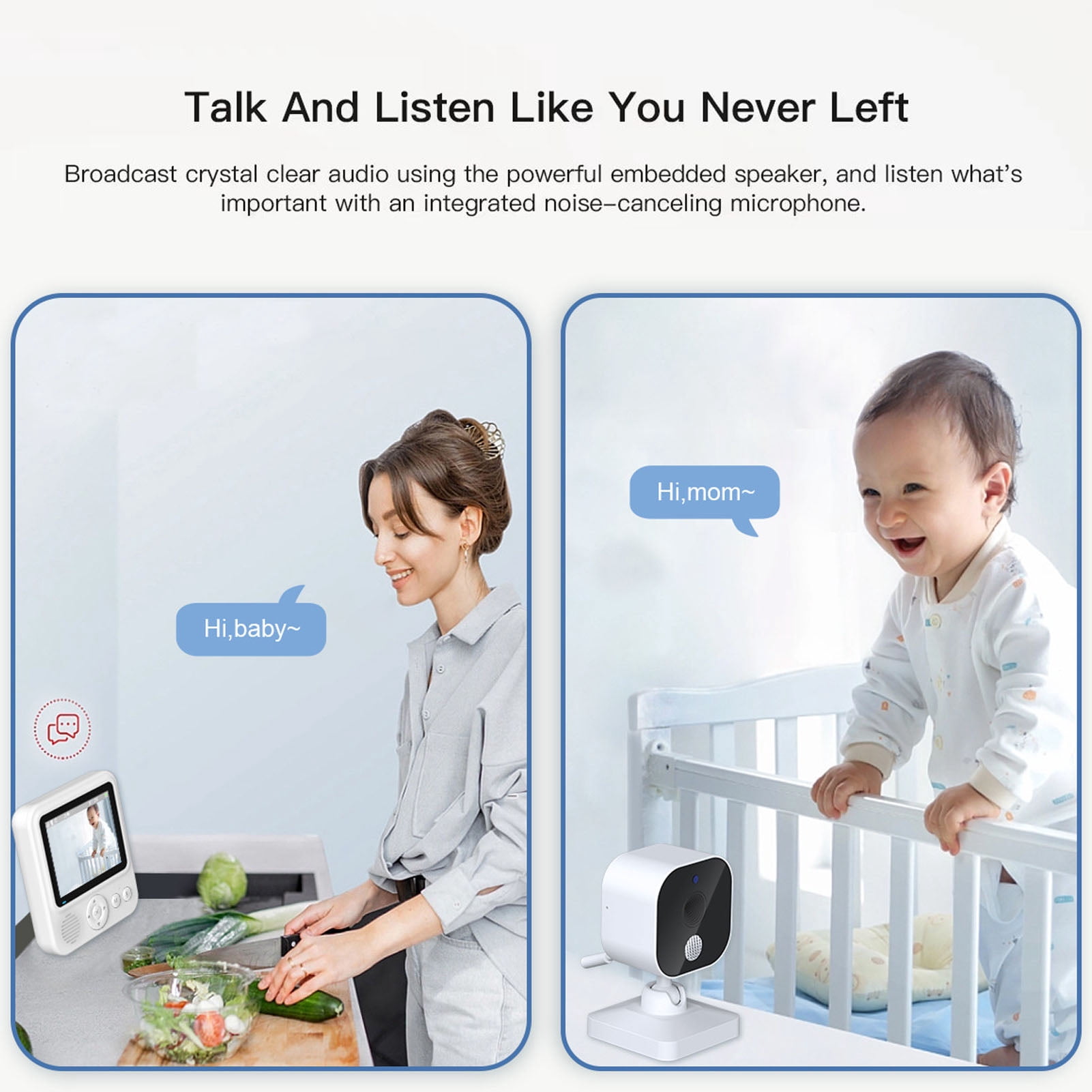 Suodoka 2.8 Inch / 7.1 cm Wireless Video Baby Monitor with Camera and Audio, 2-Way Talk, Night Vision, Temperature Sensor, Crying Detection, Built-in Battery, Lullabies - US Plug