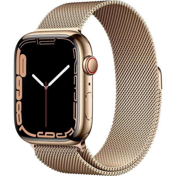 Restored Apple Watch Gen 7 Series 7 Cell 41mm Gold Stainless Steel - Gold Milanese Loop MKHH3LL/A (Refurbished)