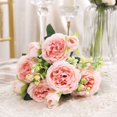 thumbnail image 5 of Pink Artificial Roses Bouquet Faux Silk Flowers for Home Wedding Table Decor 1 Pack, 5 of 5