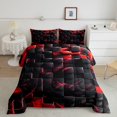thumbnail image 2 of Erosebridal Red Buffalo Grid Comforter Sets Queen Size,Geometric Plaid Bedding Queen Comforter Set,Futuristic Cubes Decor,Reversible,3Pcs, 2 of 8