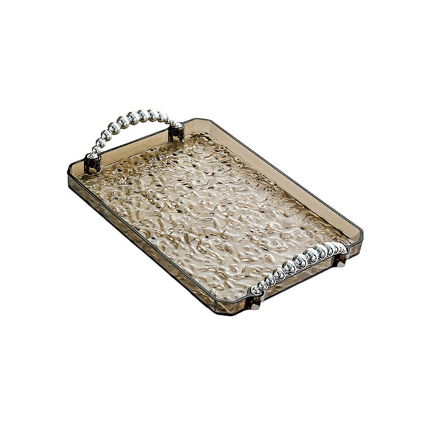 Bandeja rectangular para servir, organizador de tocador de baño, plato de fruta moderno Simple, bandeja de almacenamiento de joyas para encimera, Gris