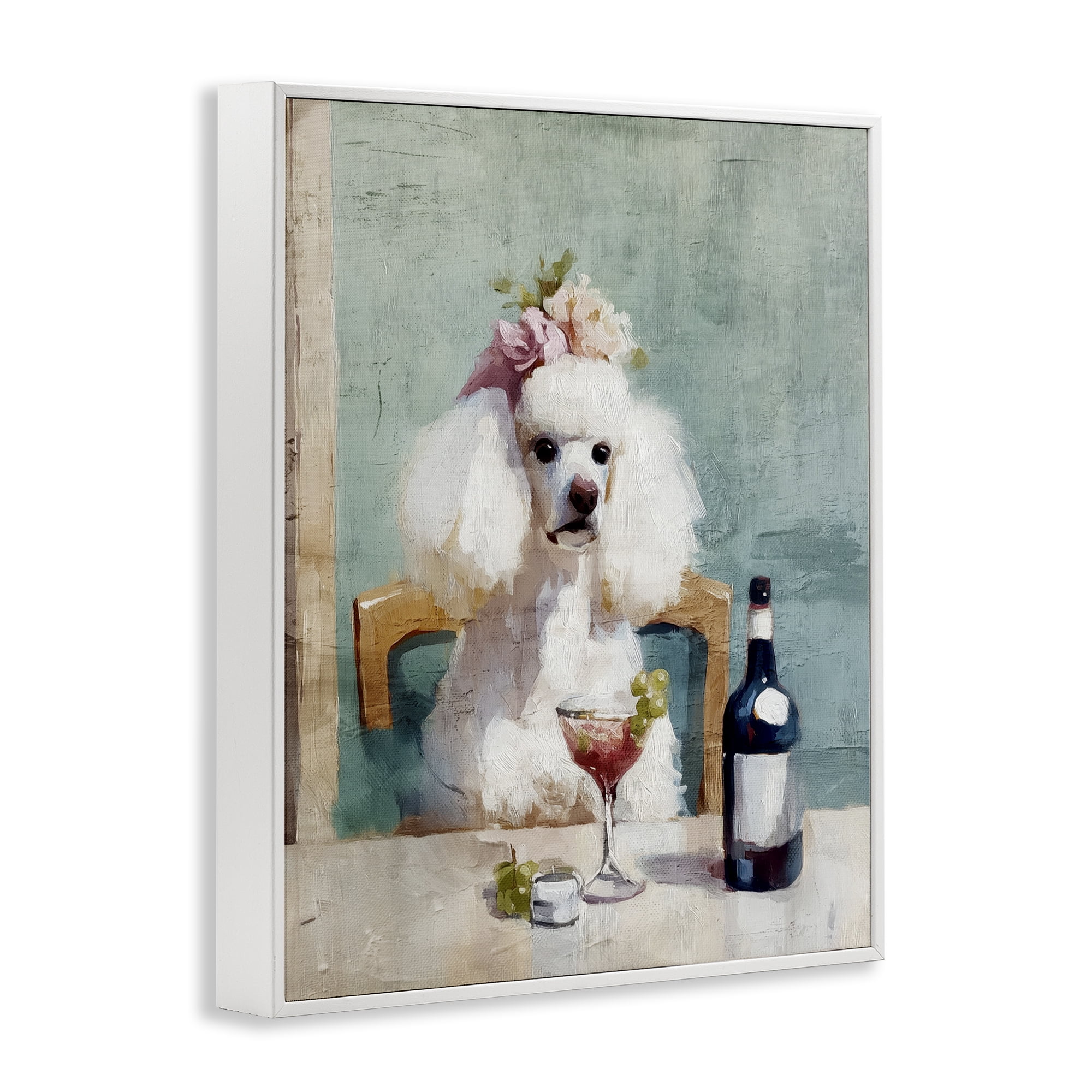 Stupell Industries Poodle At Lunch White Framed Giclee Art, design by Annabelle Hall