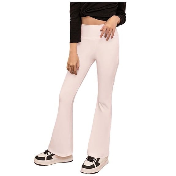 Zanarzt Baby Bell Bottoms Girls Flare Leggings High Waist Bell Bottoms Yoga Pants for Kids Girls Athletic Leggings Pink,4-5 Years