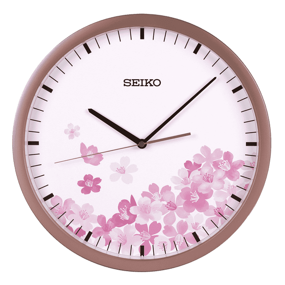 Seiko Cherry Blossom Wall Clock, Rose Gold