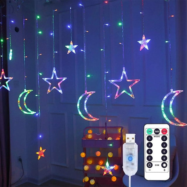 Luz Led Estrella Luna Ventana Luces Impermeable Decoración Del Hogar Cadena De Luz Para Dormitorio Sala De Estar Scienceny HA046522-02