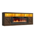 thumbnail image 2 of Fireplace TV Stand for 80/85/90 Inch TV with 50" Electric Fireplace, 82.7" Farmhouse Entertainment Center with LED Lights, Tall Media Console with Barn Door for Living Room, Bedroom, 2 of 5