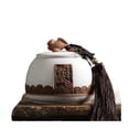 thumbnail image 1 of Retro Rough Pottery Loose Tea Tin Tea Storage Tea Caddy Tea Canister Tea Storage Container Tins Jar with Airtight Lid and Lucky Goldfish Tassel Decoration, Can Keep Bulk Tea Tidy and Fresh, 1 of 4