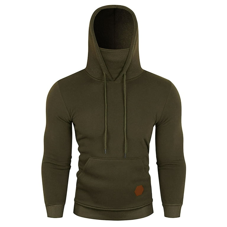 Hoodies for Men with Mask Slim Fit Stretchy Performance Pullover