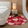 thumbnail image 3 of Valentine's Day Washable Round Area Rug 3.3 ft, Abstract Romantic Red White Floral Love Heart Red, Soft Non Slip Rugs Stain Repellent Indoor Felt Carpet for Living Dining Room Bedroom Home Office, 3 of 9