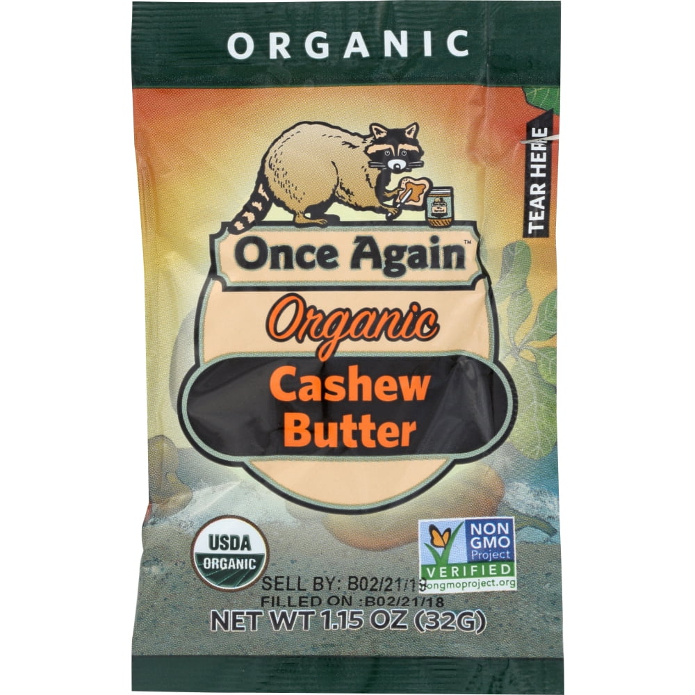 Once Again Unsweetened Creamy Organic Cashew Butter 1.15 oz Walmart